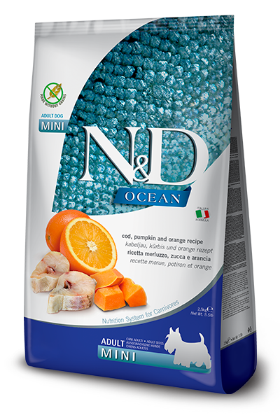 N&D Ocean Polenovka & Buča ADULT MINI 800g