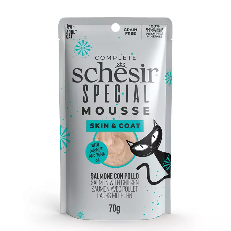 Schesir SKIN&COAT Mousse Losos&Piščanec 80g