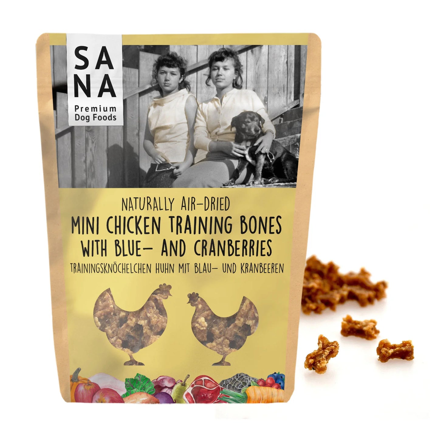 SANA Mini Kostke Piščanec z Borovnico&Brusnico 100g
