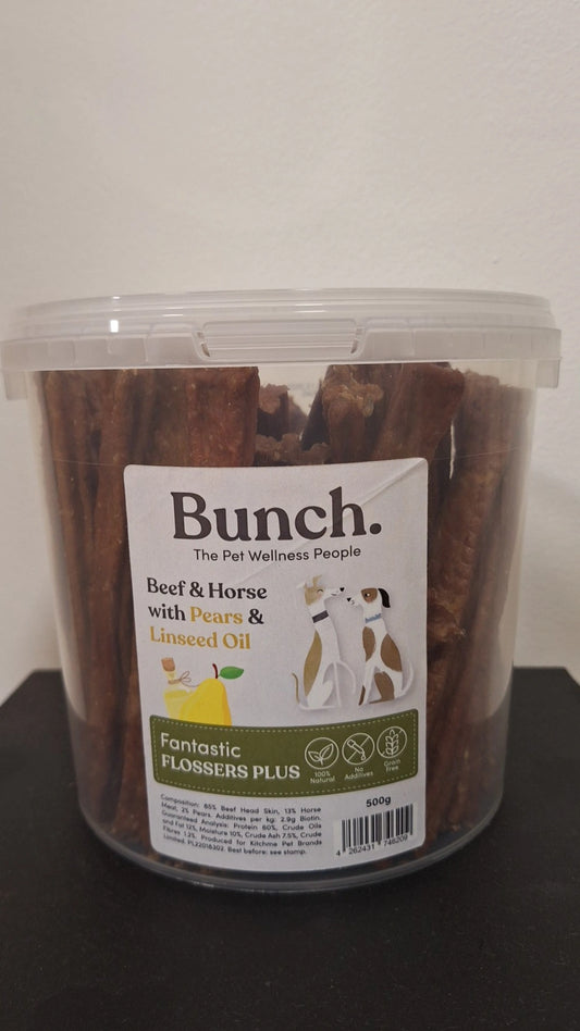 Žvečljive palčke z govedino, konjem, hruško in lanenim oljem - vedro 500 g