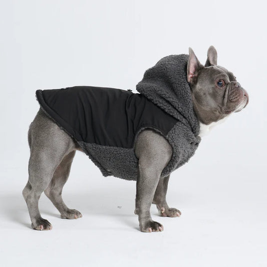 SPARK PAWS Reverzibilna šerpa jakna crno-siva XL