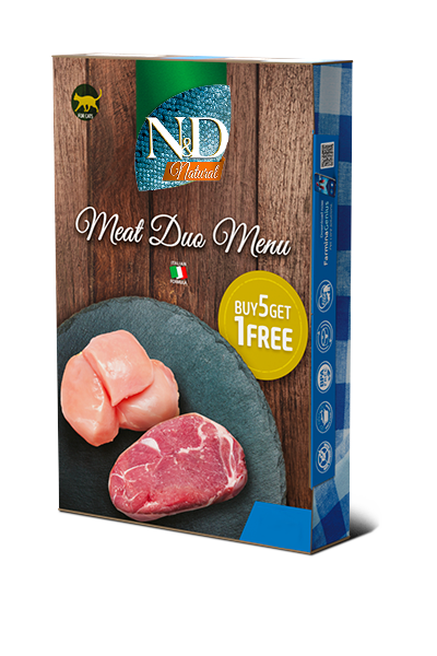 N&D Cat Natural DUO MENU Pišč.+Jagnj. 6x70g