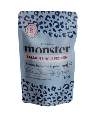 Monster Cat vrečke za odrasle mačke – losos 85g