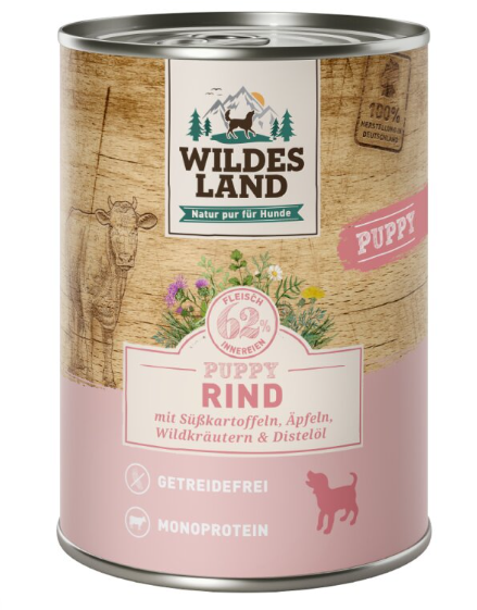 Wildes Land Classic Puppy Beef s sladkim krompirjem, jabolkom in divjimi zelišči