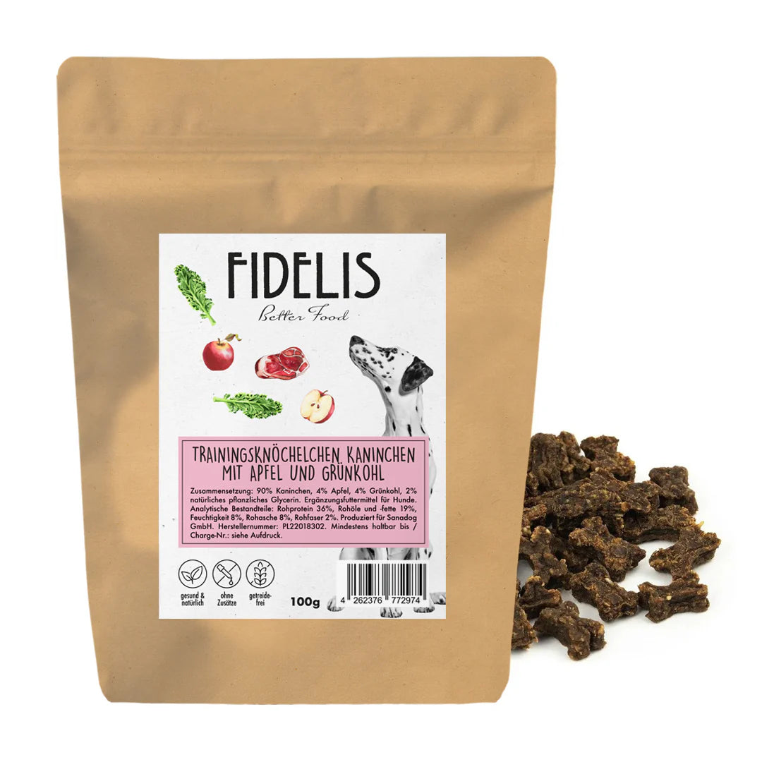 Fidelis mini kostke - kunec z jabolkom in ohrovtom 100g