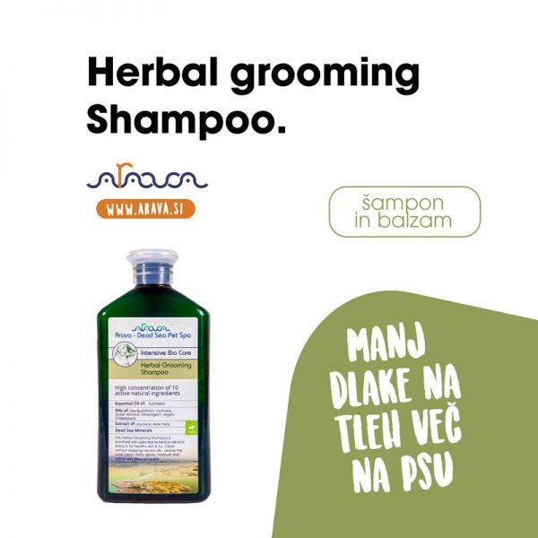 Arava Herbal zeliščni, negovalni šampon za pse 400ml